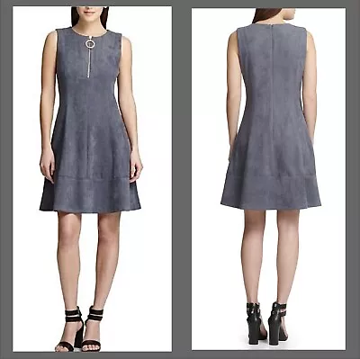 DKNY Sleeveless Fit And Flare Scuba Gray Dress Size 4 New With Tags • $38.72