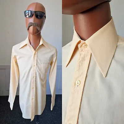 Vintage 60s/70s Dagger Collar Shirt | XS | Orange Polycotton MOD Disco BC92 • £20