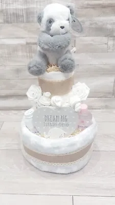 Unisex Nappy Cake Gift 3 Tier Baby Shower Decoration New Baby Present • £42