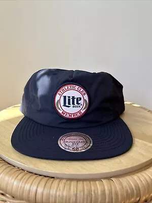 NWT Lite Beer Athletic Club Member Strapback Hat Mitchell & Ness Blue Cap • $30