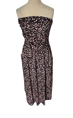 Brown Floral Off The Shoulder Boob Tube Maxi Dress With Stretch Size XL (231) • £6.23