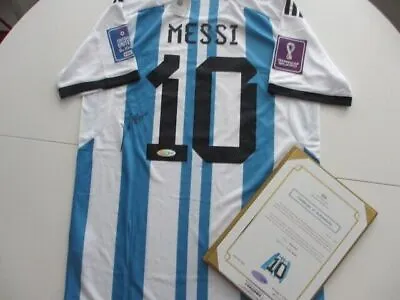 Messi Argentina Final Qatar Shirt Signed With Certificate • £490.82