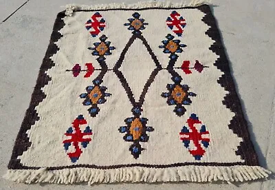 Authentic Hand Knotted Vintage Turkish Kilim Area Rug 1.2 X 1.2 Ft (1374 KAR) • $24.99