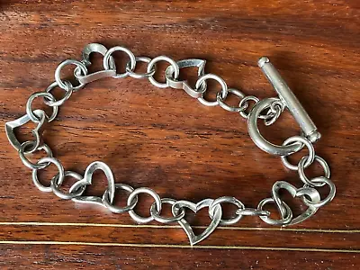 Tateossian London Sterling Silver 925 Heart & Circle Link Bracelet Toggle Fasten • £50