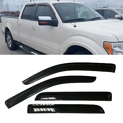 Fit 09-14 Ford F150 F-150 Supercrew Cab Window Visors Sun Vent Rain Guard Shade • $34.99