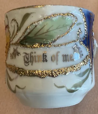 Vintage Lusterware Tea Cup Moustache Cup Made In Germany “Think Of Me” #117 • $7
