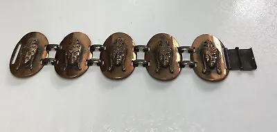 Vintage Copper Wide Link Panel Bracelet Interesting Design • $13