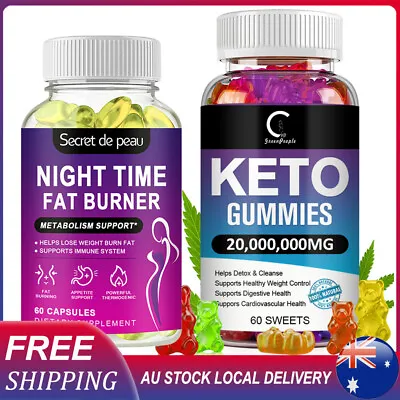 60PCS Keto Gummies Capsules Advanced Ketone Weight Loss Night Time Fat Burner AU • $21.84