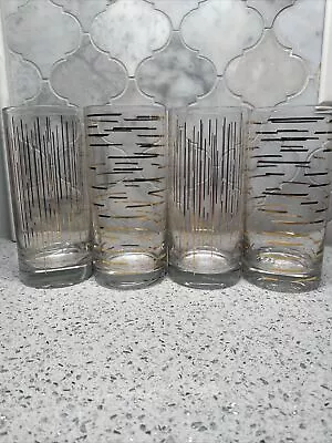 Mikasa Cheers Metallics Gold Highball Glasses Whiskey Drinks Set Of 4 16oz • $25