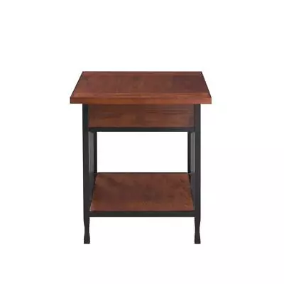 Leick Home End Side Table 22 Wx24 D Rectangle 1-Drawer Shelf Mission Oak Black • $270.81