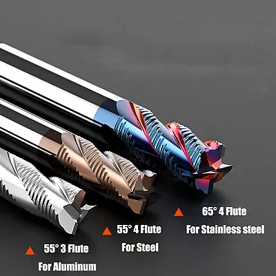 Solid Carbide Roughing End Mill 55° 4 Flute For Steel Aluminum Stainless Steel • £8.42