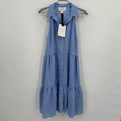 Pomander Place By Tuckernuck Blue Seersucker Sailor Dress Sz S Tiered Mini NWT • $95