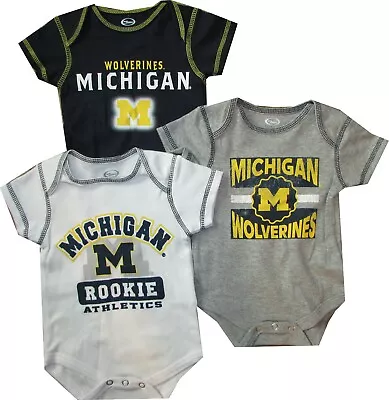 Michigan Wolverines 3pc Creeper Set Distressed Infant Baby • $16