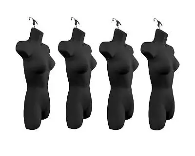 New Female Dress Mannequin Form (Hard Plastic / Black) With Hook For Hanging 4PK • $76.03