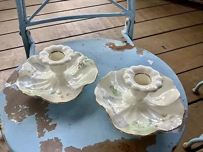 Pair Of Mikasa Bone China Nature’s Garden Candlesticks 3” X 5” • $12