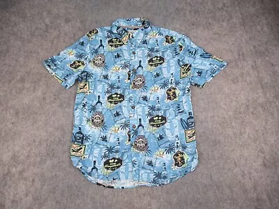 Margaritaville Shirt Mens Medium Blue Hawaiian Button Up Floral Jimmy Buffett • $22.49