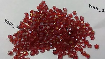 100 Faceted Bicone Crystal Glass Beads 4mm Mixed Colours Jewellery Making • £2.15