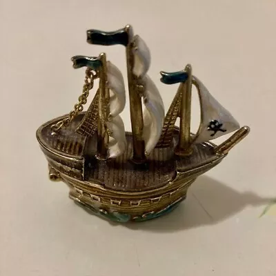 Monet Pirate Ship Treasure Box Enamel With Magnetic Closure • $15