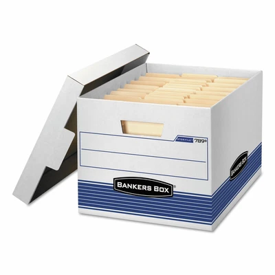 $27.64 • Buy Bankers Box STOR/FILE Med-Duty Letter/Legal Storage Boxes Locking Lid White/Blue