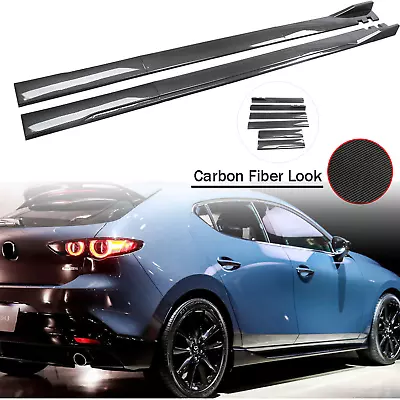 Carbon Fiber Side Skirt Rocker Panel Splitter Lip For Mazda 3 Sedan Hatchback • $159.99