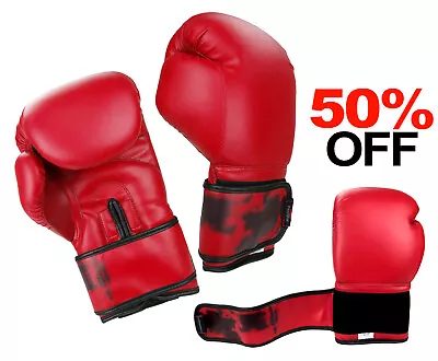 Red Boxing Gloves Martial Arts Kickboxing Muay Thai Training Sparring Gloves • $9.99