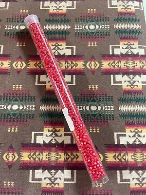 11/0 Glass Vintage French Red White Heart Seed Beads/1oz Tube • $3