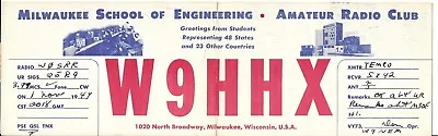 QSL 1949 Milwaukee WI School Of Engineering Club      Radio Card • $6.02