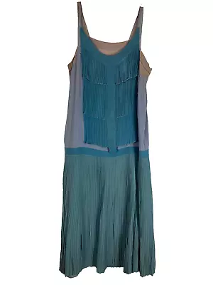 Repurpose Study 1920s Blue Silk Pleats Flapper Dress • $39.99