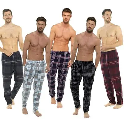 Mens Fleece Check Lounge Pants Pyjama Bottoms Small Medium Large XL XXL • £10.95