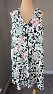 J. Jill Love Linen Sleeeless Floral Pleat Front Pockets Shift Dress M • $24.99
