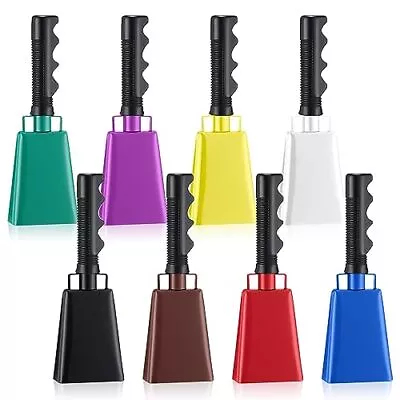 8 Pieces Colorful Metal Cowbells With Handle Loud Cow Bells Noise Makers Small  • $42.10