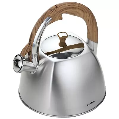 KLAUSBERG Whistling Kettle 3L Stainless Steel Matte Silver Induction / STOVE TOP • £23.99