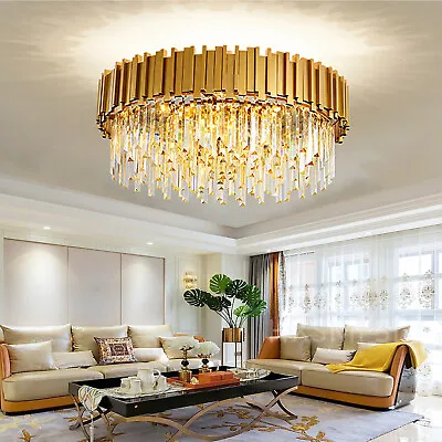 Crystal Ceiling Chandelierluxury Golden High Quality Crystal Chandelier55cm • £242.28