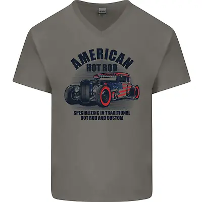 $14.34 • Buy American Hot Rod Hotrod Enthusiast Car Mens V-Neck Cotton T-Shirt