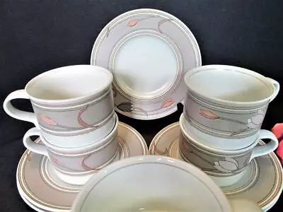 6 Mikasa Coc02 Intaglio Meadow Sun Teacups & Saucers Japan • $32