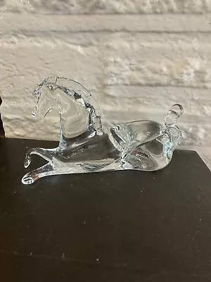 Vintage Clear Trojan Horse Art Glass Figure Laying Down Resting • $24.99