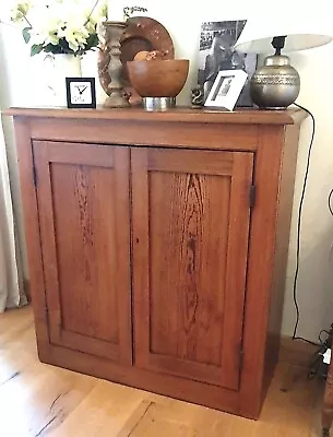 Antique Victorian Pitch Pine School Cupboard Church  Cupboard Larder Linen Press • £325