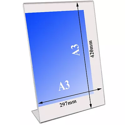 L Shape Acrylic Poster Menu Holder Leaflet Counter Display Stands A3 A4 A5 A6  • £2.99