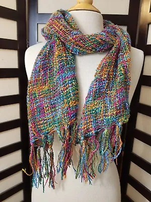 New With Tags Multicolored Handmade Scarf From Thailand 11 X70  • $14