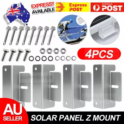 4PCS Aluminum Z Bracket Set For Solar Panel Mounting Flat Roof Wall Mount • $11.85