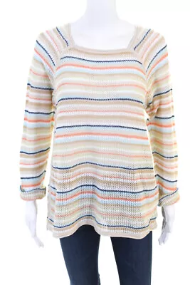 Sigrid Olsen Signtaure Womens Striped Sweater Multi Colored Cotton Size Large • $29.01
