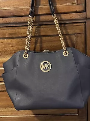 Michael Kors Purse  Bag Tote Blue  With Gold Chain And Hardware • $40