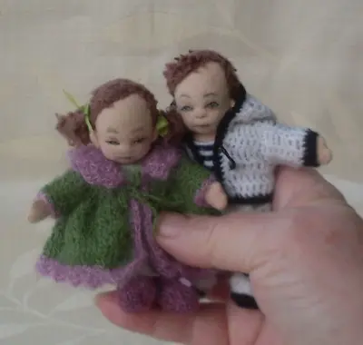 2 Hand Made Miniature 4 Inch  Waldorf Style Dolls/rag/fabric/cloth Doll • £65