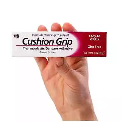 Cushion Grip Thermoplastic Denture Adhesive 1 Oz - 100% Waterproof & Zinc Free • $13.50