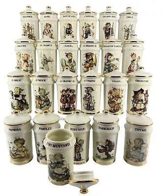 VTG MJ Hummel Porcelain Spice Jars 1987 Danbury Mint 24k Trim Japan Set Of 24 • $129.95