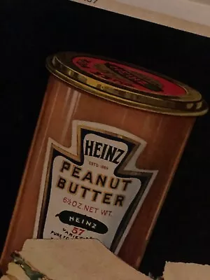 VINTAGE NOS & FLAT OUT MINT C. 1930 “HEINZ PEANUT BUTTER” TRAMWAY TROLLEY SIGN • $589.99