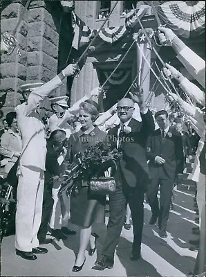 Young Woman In Mourning Veil On Walkway With Father Society 7X9 Vintage Photo • $19.99