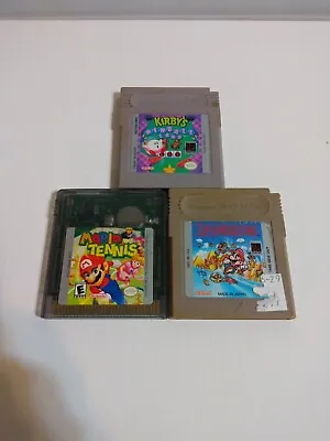 Gameboy Game Lot Of 3 Kirby's Pinball + Mario Tennis + Super Marioland Tested • $45