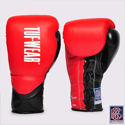 Tuf Wear Falcon Contest Professional Boxing Glove BBBofC Approved Red Black • £119.99