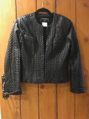 $1096.56 • Buy Chanel 2003 Rare Black Lambskin Leather Jacket FR40/UK12: Great Condition